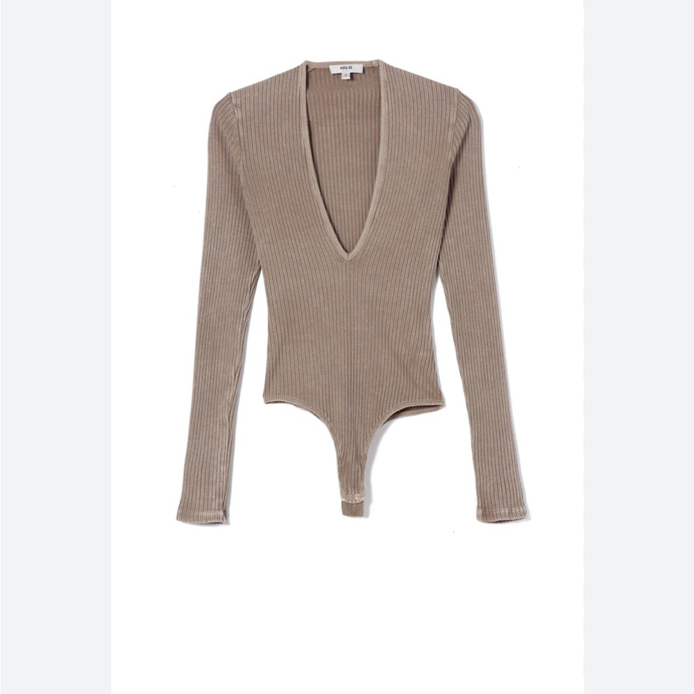 AGOLDE Zena Ribbed Bodysuit in Trail new. size large
